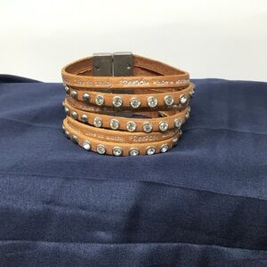Tan Leather Studded Bracelet